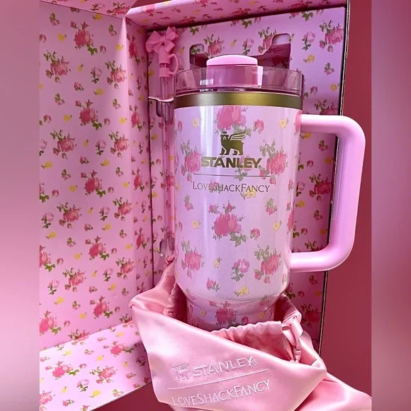 Stanley & Love Shack Fancy Colab NWT SS Tumbler/straw/topper/dust bag/Gift Boxed - Picture 5 of 11